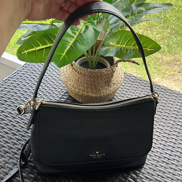 KATE SPADE black pebble leather shoulder bag - Picture 4 of 8